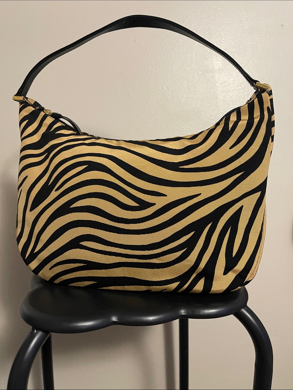 Kate Spade Black & Tan Zebra-Print Shoulder Bag